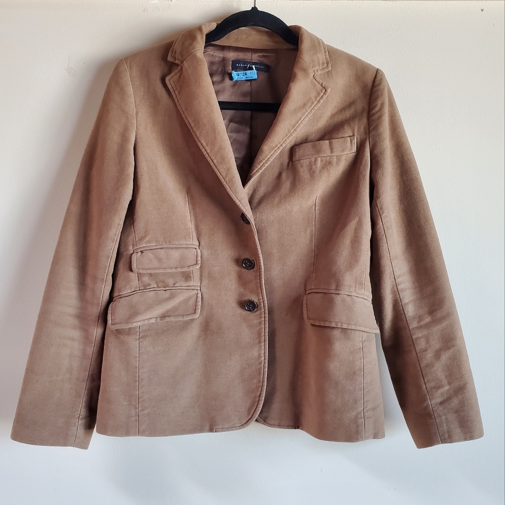 Banana Republic Brown 3-Button Lined Blazer with Elbow Patches - Size 4